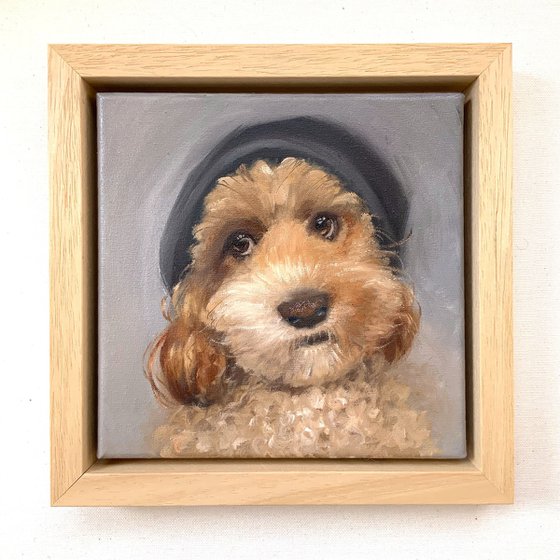 Custom pet portrait in frame