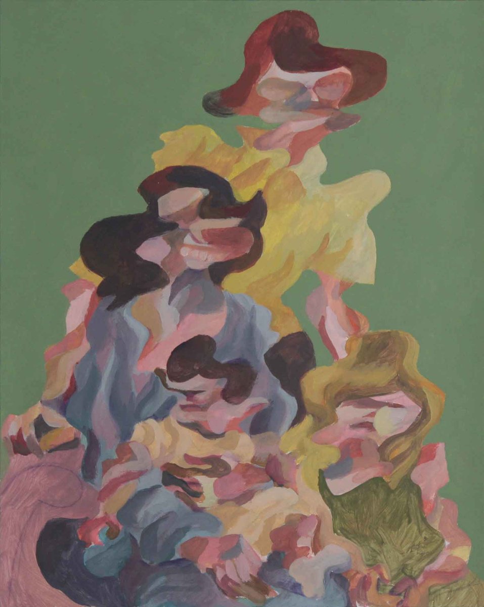 Expressive Portrait Acrylic Painting By Martin Singer, 16 X 20", Family Portrait #41, Original Artwork