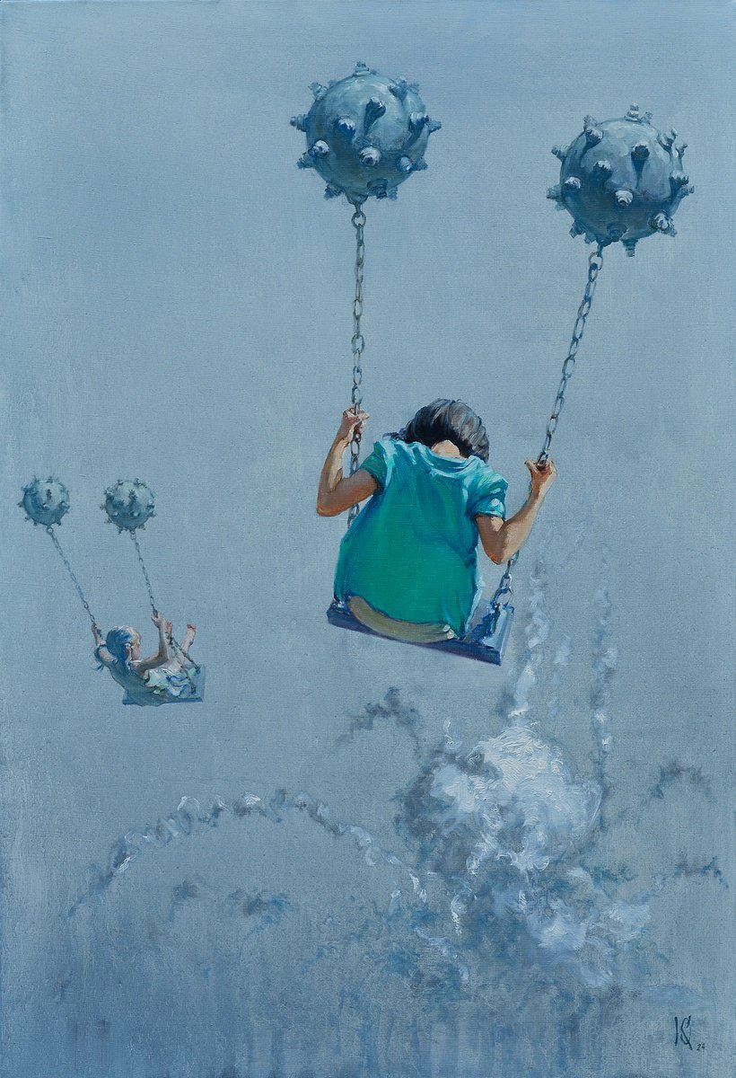 Urban And Pop Oil Painting , Aerial Skating By Oleg Kateryniuk, 35 X 47, Artwork For Sale On Artfinder