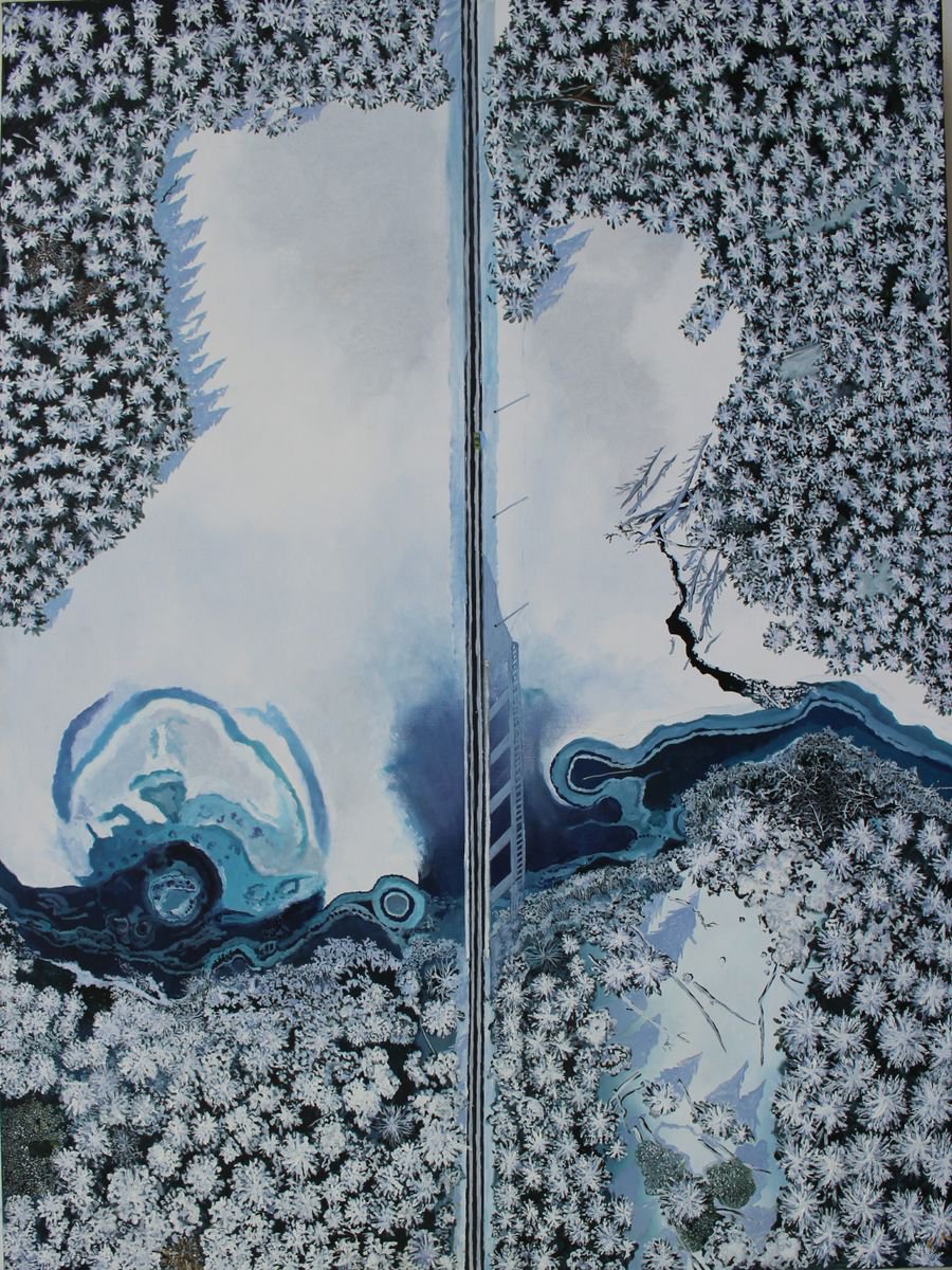 Photorealistic Landscape Oil Painting By Ken Vrana, 30 X 40", Overview Series - Snowy Daze, Original Artwork