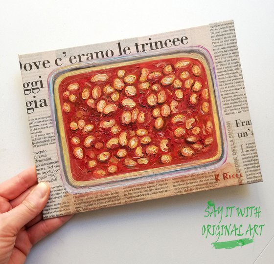 Bowl of Beans on Newspaper