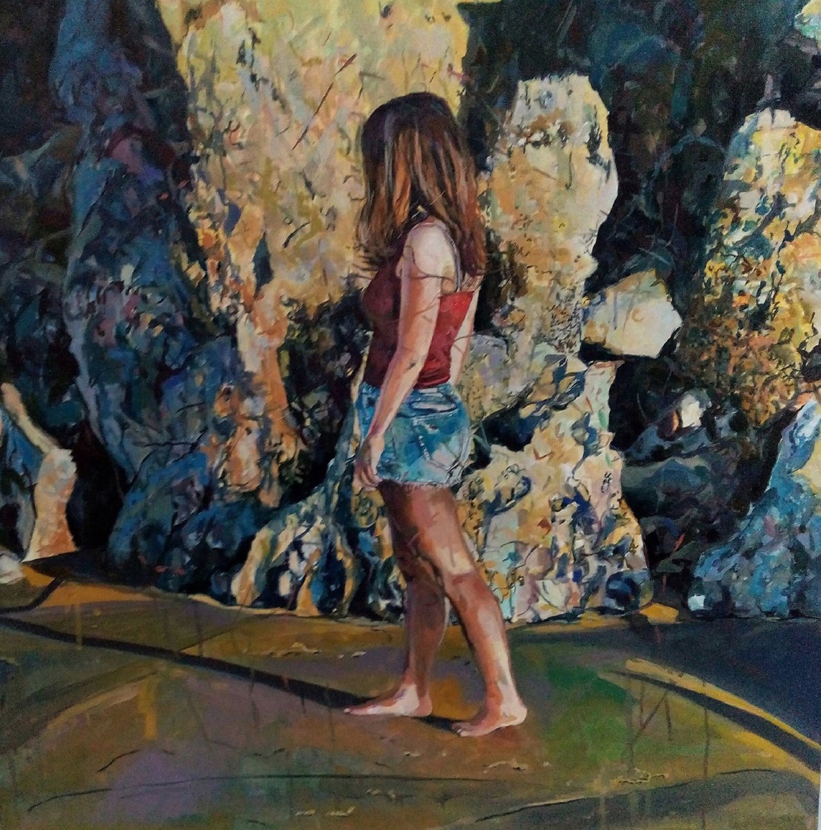 Impressionistic Portrait Oil Painting By Amaya Fernandez Fariza, 30 X 30, Sin Rumbo, Original Artwork