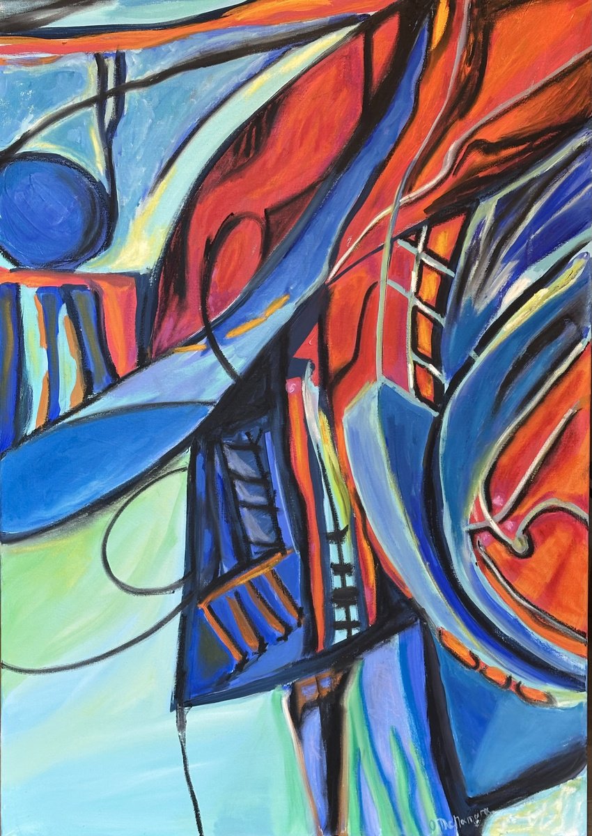 Expressive Abstract Painting By Olga Mcnamara Biennaleartist, 28 X 39", I Transcend It, Original Artwork