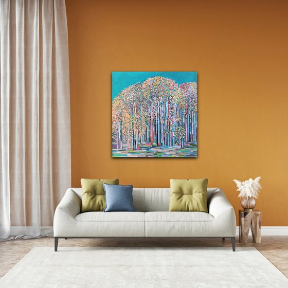 Autumn forest / 90 x 90 x 0,1 cm