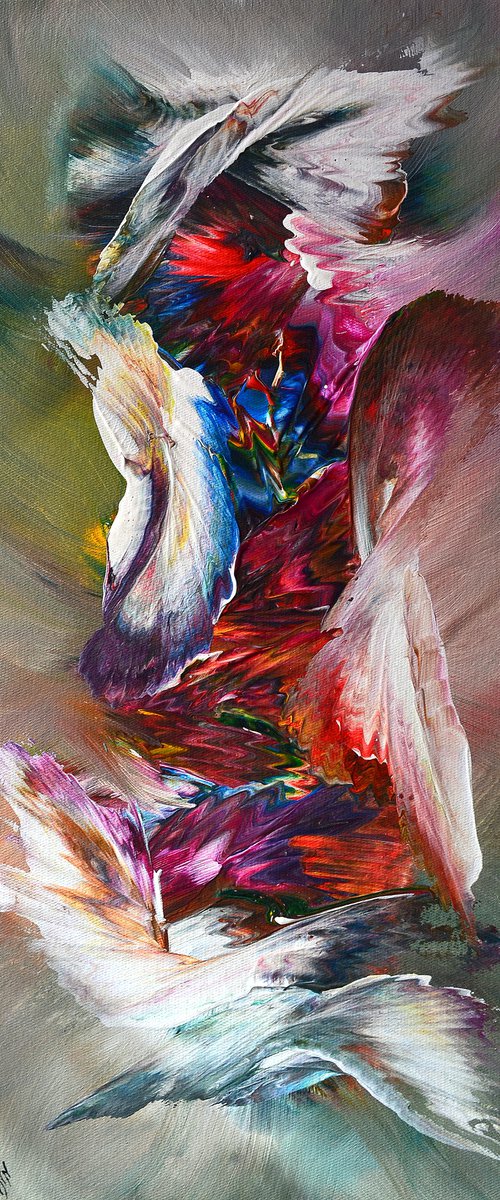 Follow your  heart  Free shipping - palette knife painting - ready to hang by Isabelle Vobmann