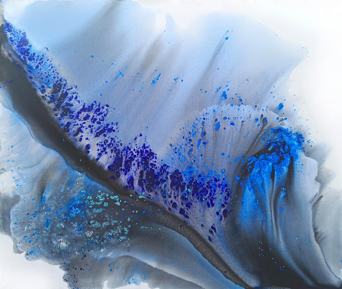 Abstract Landscape Acrylic Painting By Muriel Napoli, 55 X 47", Nature 412, Original Artwork