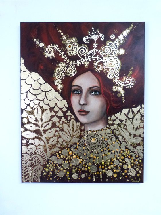 Mystic Diva 50 x 65 cm a tribute to Klimt