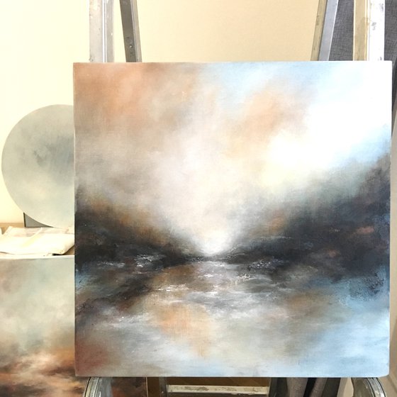 The sky breathes in autumn 40x40 cm oil painting by Elena Troyanskaya