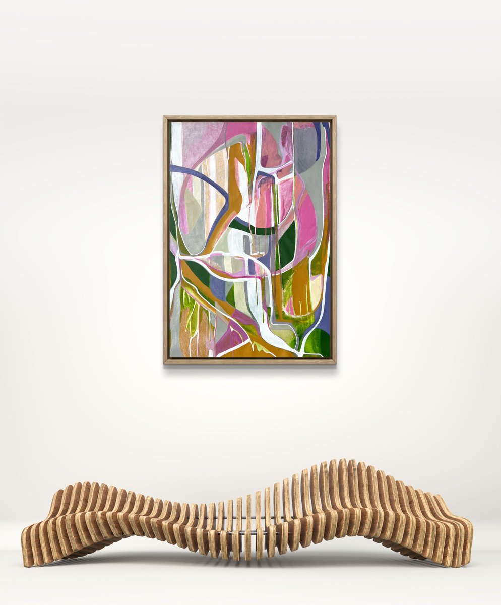 Abstract Acrylic Painting By Yulia Lazorenko, 26 X 37", Putting Down Roots, Original Artwork