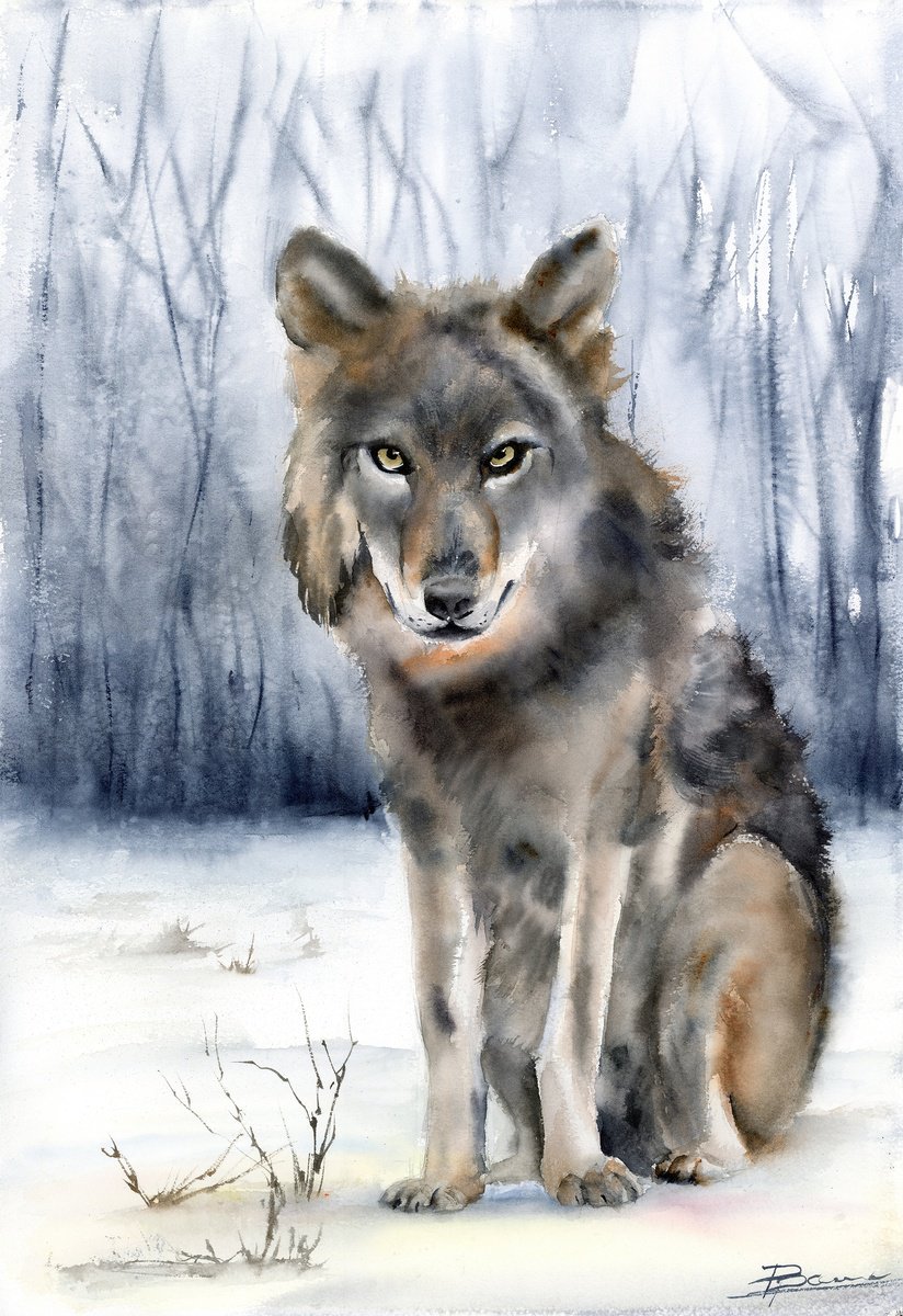 Impressionistic Watercolour , Winter Watcher By Olga Tchefranov (Shefranov), 14 X 20, Artwork For Sale On Artfinder