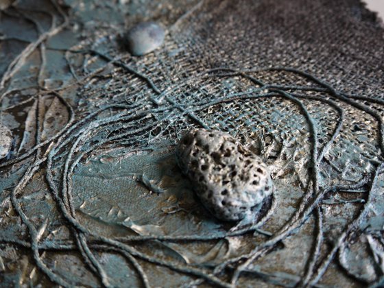 On The Shore - Large 90cm x 60cm, heavily textured mixed media painting, ready to hang
