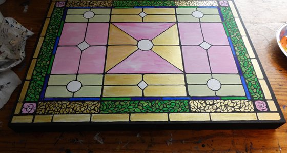 Stained glass window painting