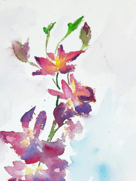 Purple Orchids and Pink Sakura Set of two