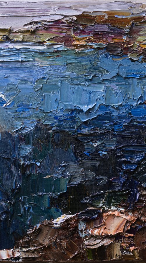Sea shore Original oil seascape painting by Anastasiia Valiulina