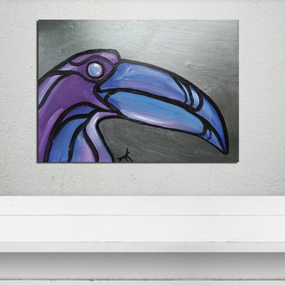Graphic toucan - toucan oil painting, animals, bird, birds oil painting