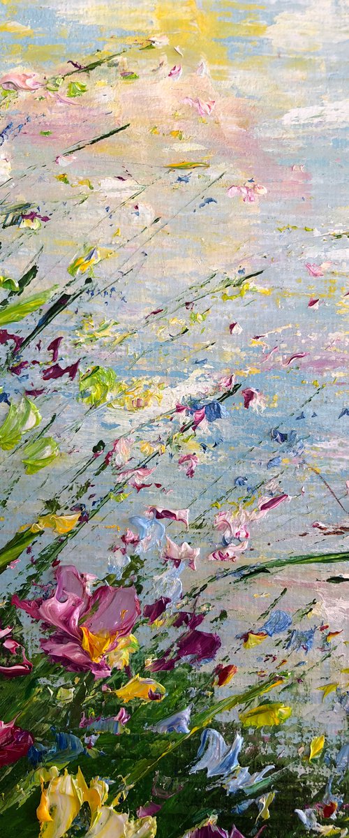 CALL OF THE WIND - Lawn. Sky. Wildflowers. Butterflies. Summer. Sunset. Good mood. Grass. by Marina Skromova