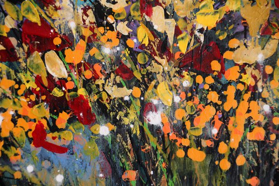 "Evanescence" #1  - Large original abstract floral landscape