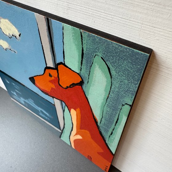 Painting "Dog looking toward the sea"
