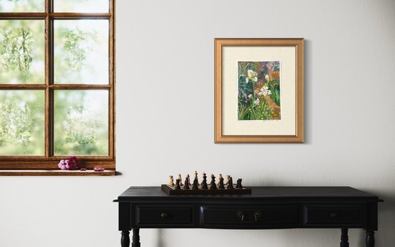 White irises in the garden