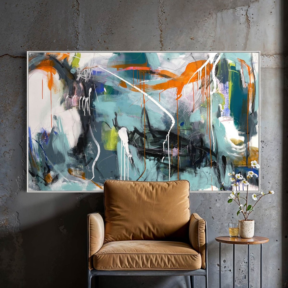 Abstract Acrylic Painting By Cheryl Harrison, 59 X 35, Runaway, Original Artwork