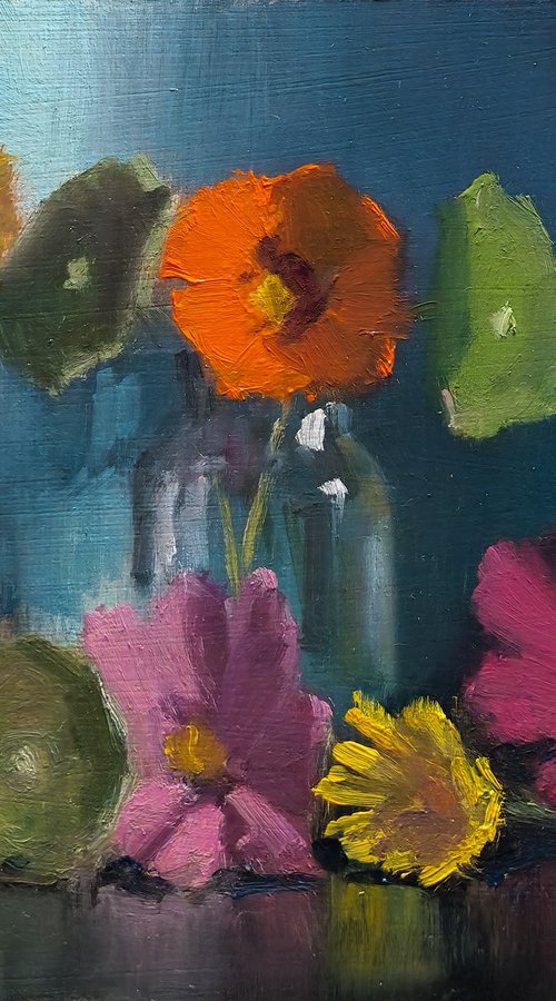 Cosmos and Nasturtium by Pascal Giroud