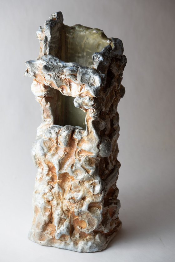 Soda-Fired Ceramic Sculptural Vase