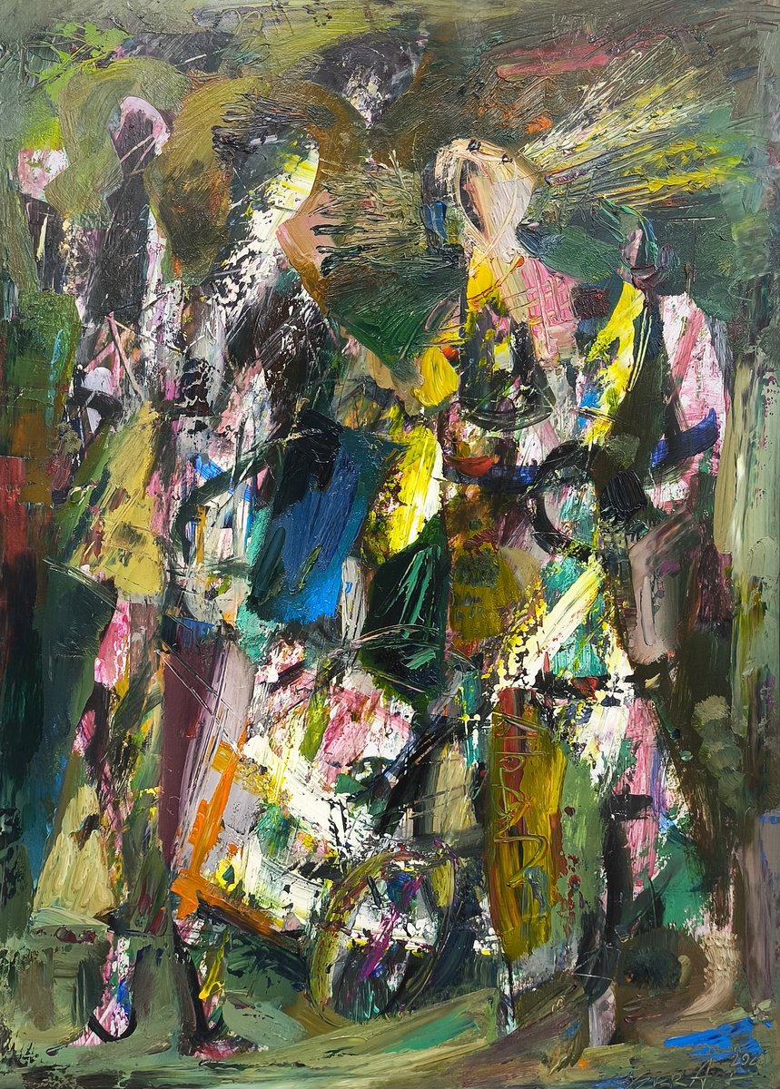 Abstract Landscape Oil Painting By Seyran Gasparian, 14 X 20", Path Through Chaos, Original Artwork