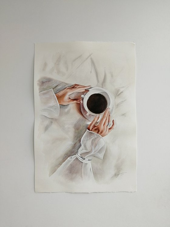 Gentle morning | 38*56 cm | Cup of coffee