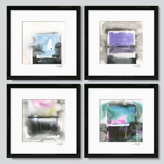 Meditations Collection 10 - 4 Framed Abstract Paintings