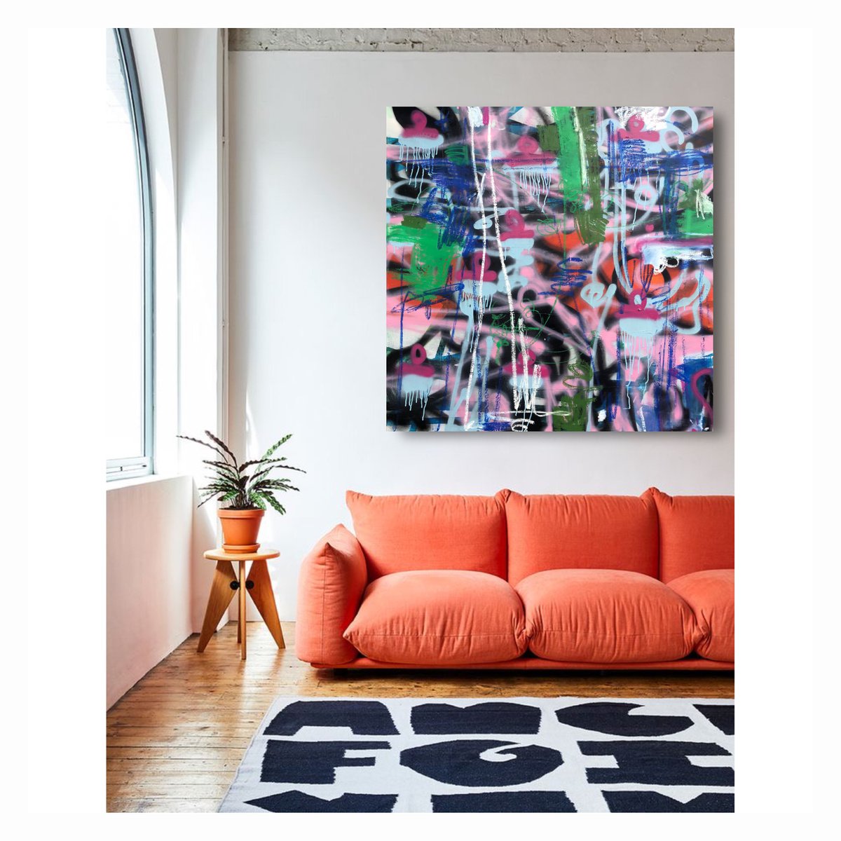 Expressive Abstract Painting By Maria Esmar, 48 X 48", She Drives Me Crazy, Original Artwork