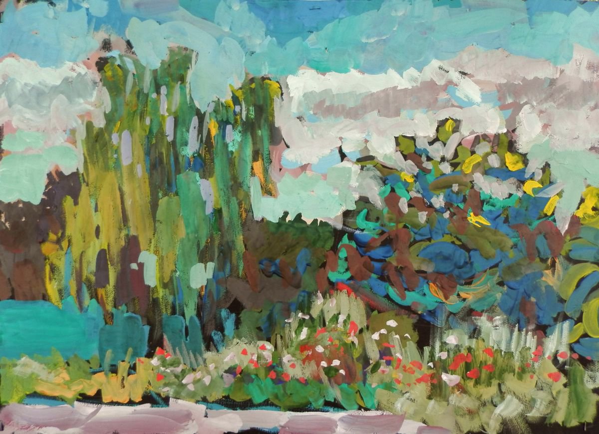 Willow, gouache painting 70x50 cm by Nastasia Chertkova