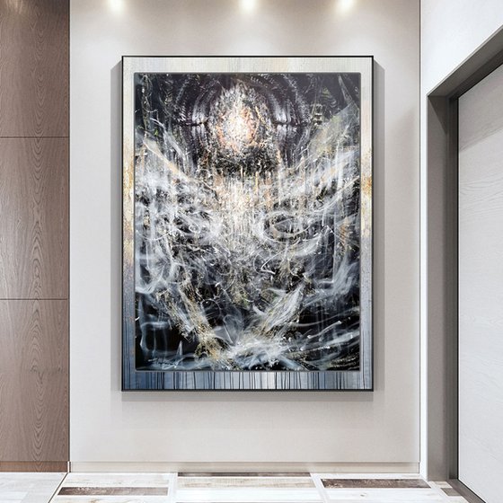 Large XXL enigmatic metaphysical light abstract angel composition by master KLOSKA