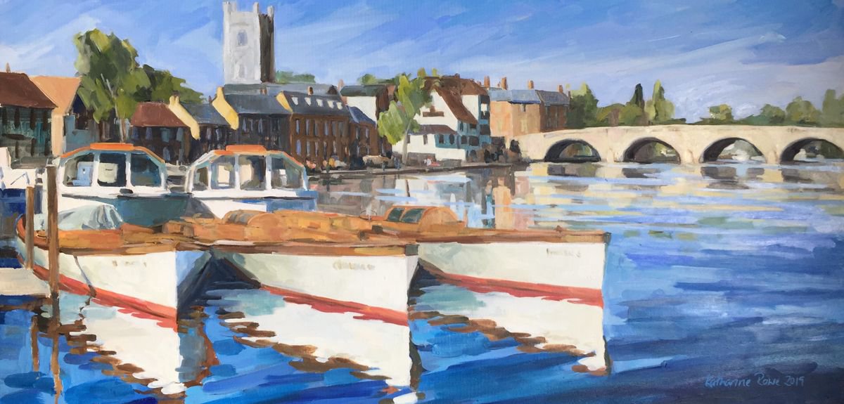 Three launches, Henley on Thames Oil painting by Katharine Rowe Artfinder