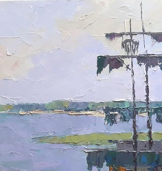 Oil painting Boats on the Dnieper