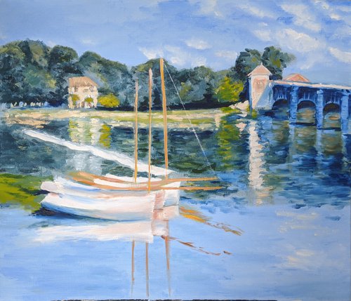 Brigde in Argenteuil, Inspired by Claude Monat painting by Anna Brazhnikova
