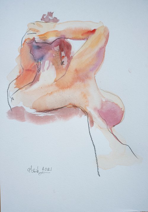 Nude fat lady seated #2. 20211201 by Irina Bibik-Chkolian