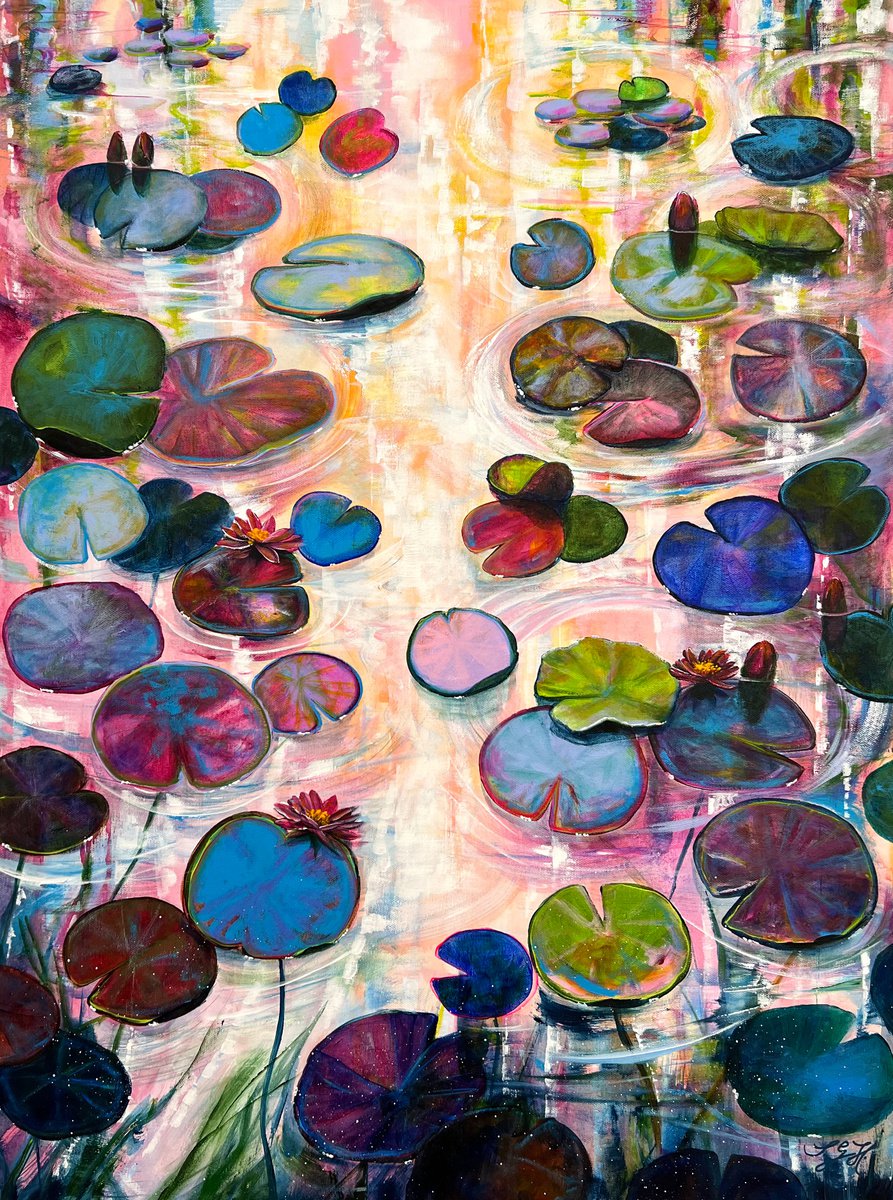 Waterlilies At Sunset 6 by Sandra Gebhardt-Hoepfner