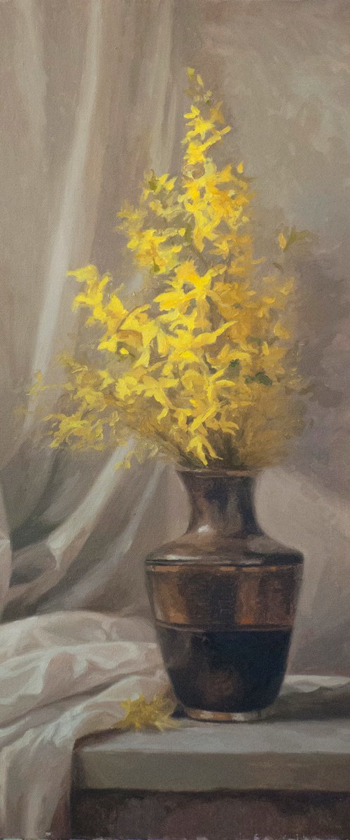 Yellow Flowers in a Vase by Radosveta Zhelyazkova