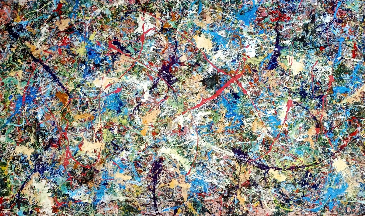 Impressionistic Abstract Painting By Antonino Puliafico, 93 X 57, Impulsi Oltre Il Movimento, Original Artwork