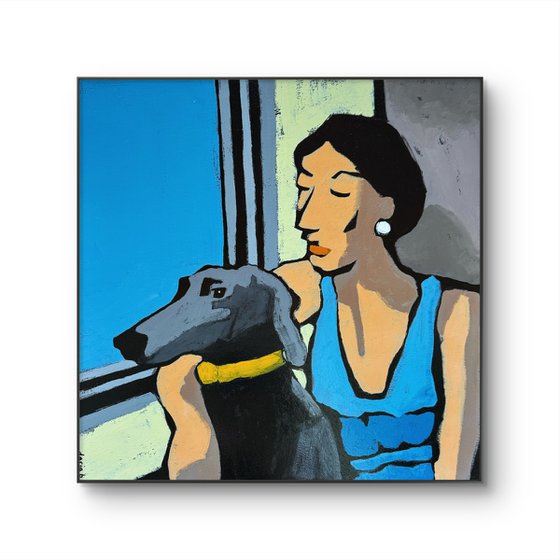 Woman with Dog in Train