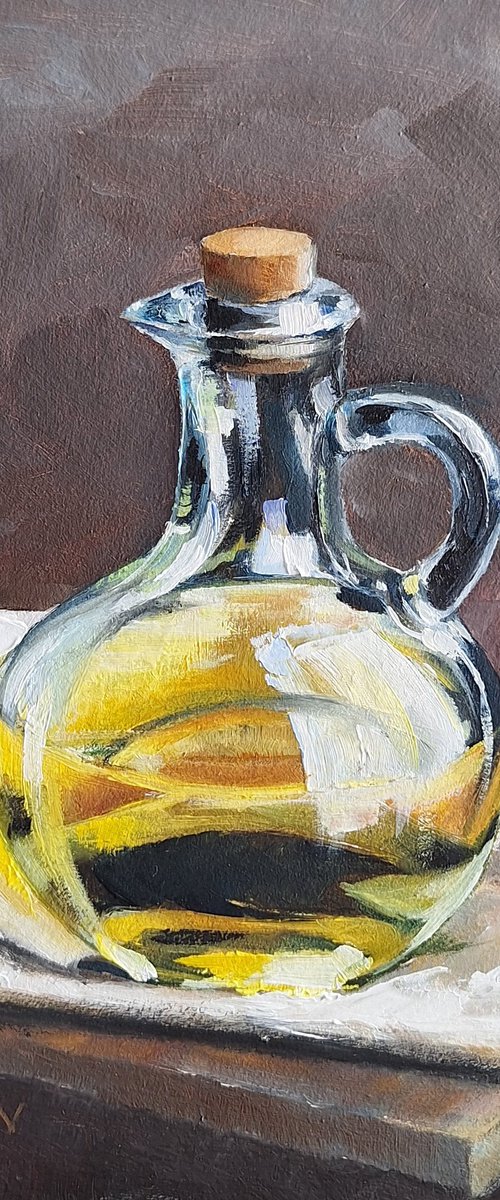 Glass Oil Bottle by Natalia Langenberg