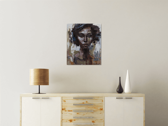 Abstract girl portrait with gold