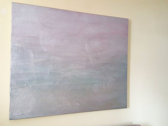 Healing  - xl silver abstract painting