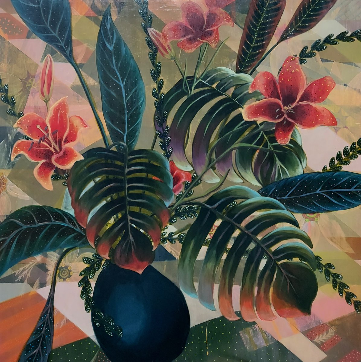 Acrylic Painting , Lilies By Gitti Gv, 30 X 30, Artwork For Sale On Artfinder