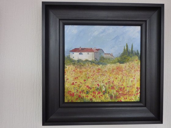 French Farm & Poppy Field - FREE FRAME