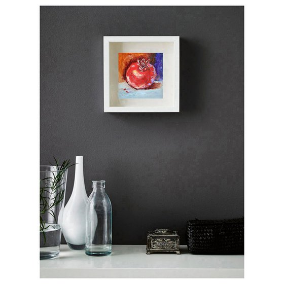 Pomegranate Painting Original Art Fruit Still Life Wall Art Kitchen Artwork