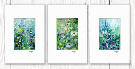 Lost In The Meadow Collection 1 - 3 Floral Paintings by Kathy Morton Stanion