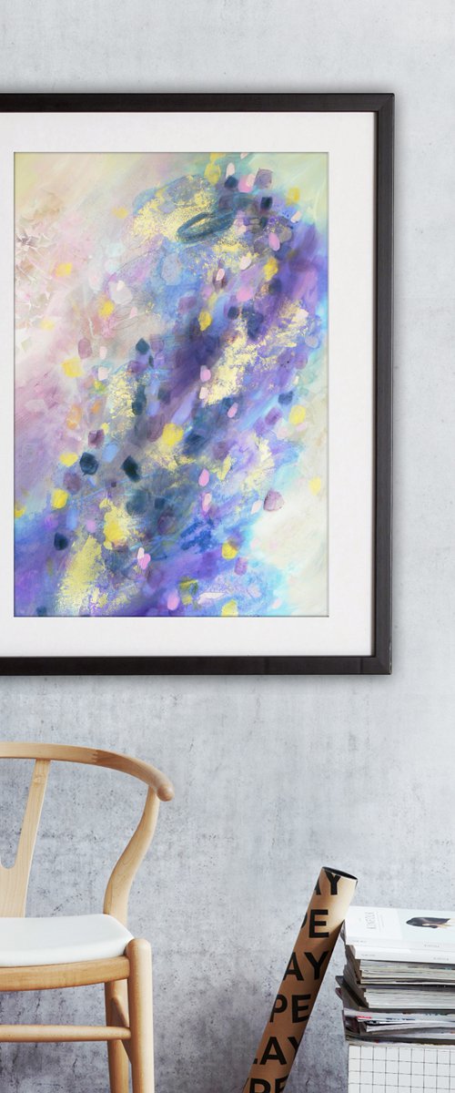 Confetti  #2 (abstract in blue & gold tones) by Carolynne Coulson