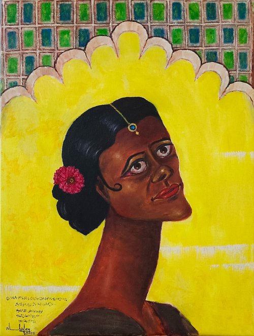 Woman Wearing A Maang Tikka by Nilofar Ansari