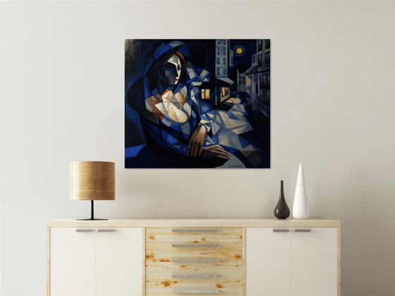 Night(90x80cm,  oil painting, ready to hang)